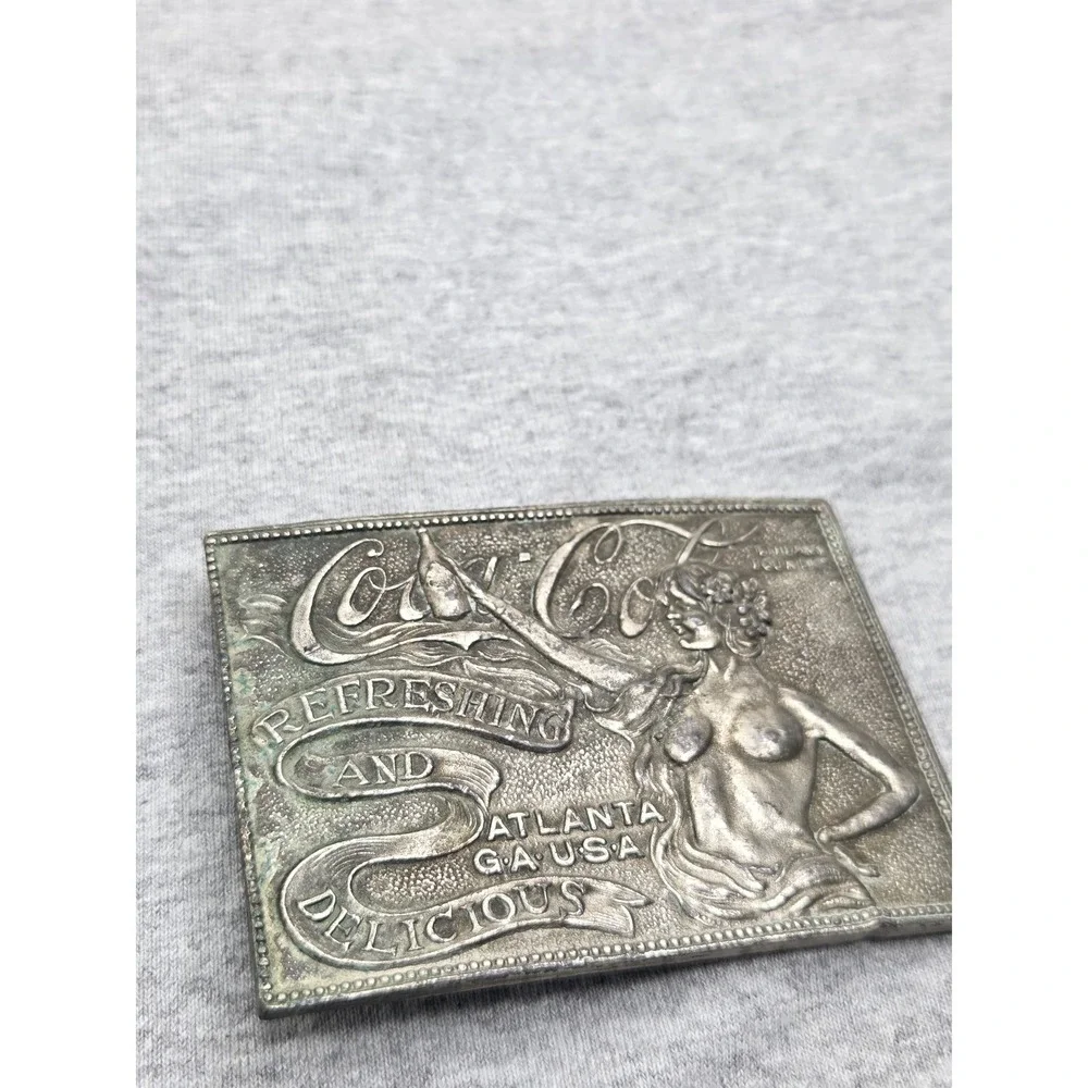 Vintage Coca Cola Solid Brass Tiffany Studios Atlanta Belt Buckle Collectible